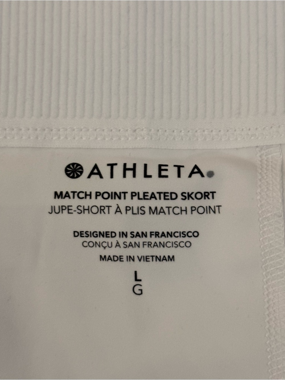 NWT Athleta Match Point Pleated Skirt with Built-In Shorts Size Large White - Picture 10 of 11
